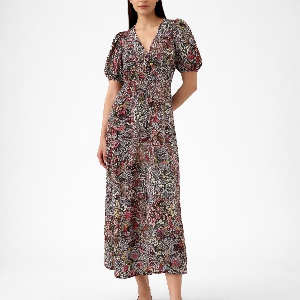GAP Floral Maxi Dress with Puff Sleeves (133)